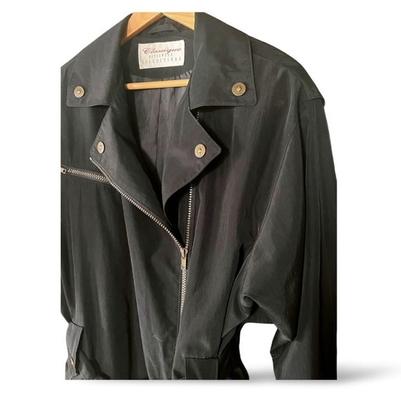 Vintage Black Nylon Short Trench Coat - Picture 2 of 8